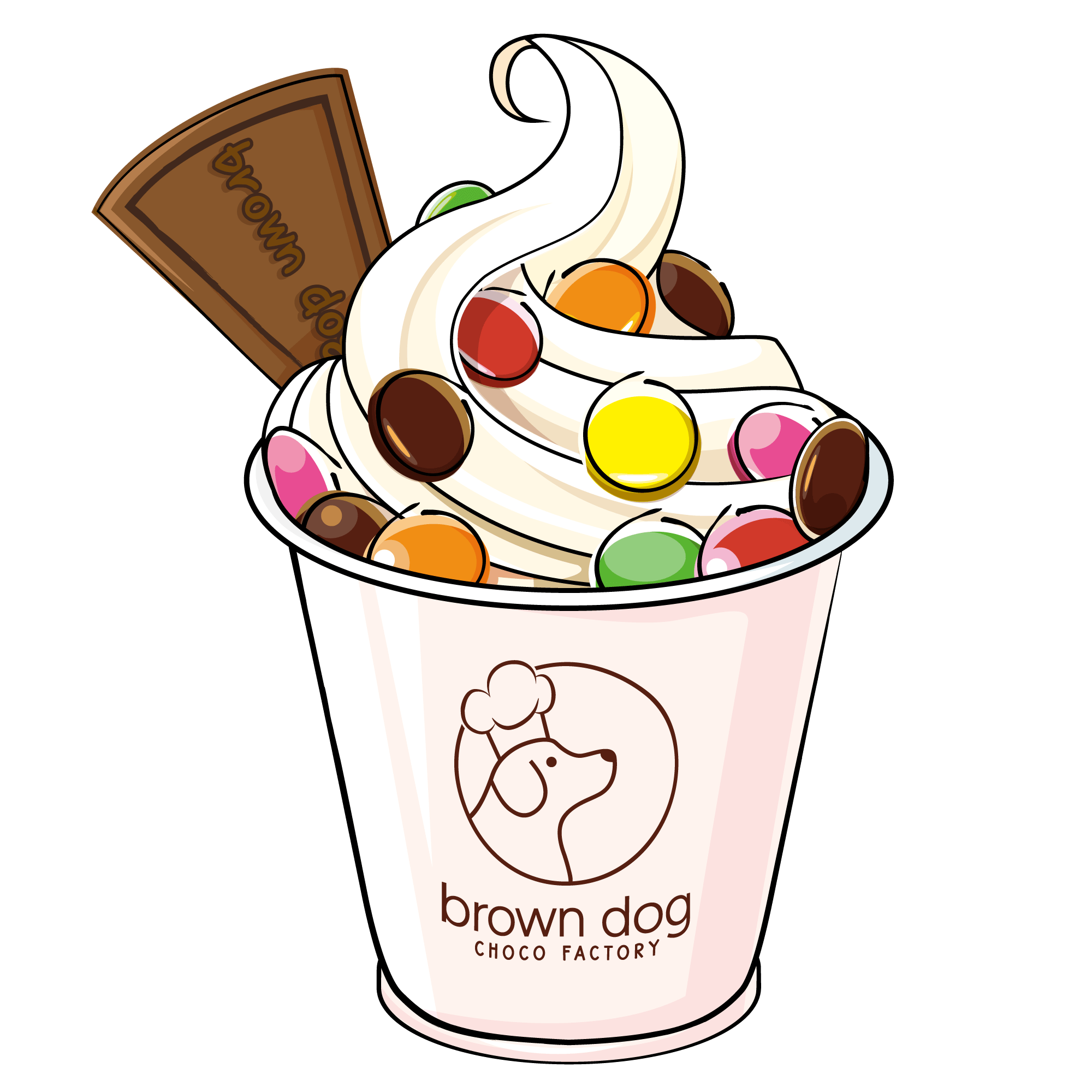 マーブルチョコを飾ったソフトクリーム